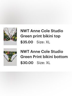 Anne Cole Green Print Bikini Set XL